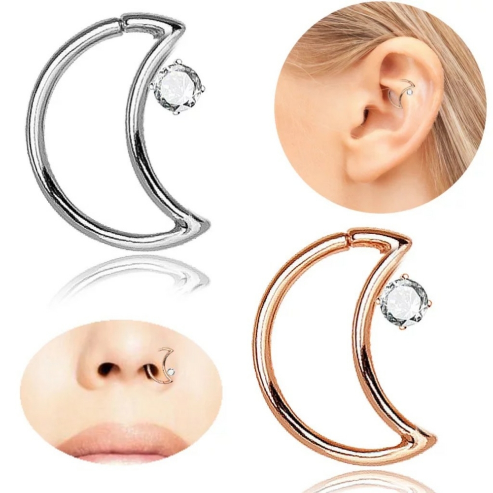Moon shape segment Ring- silver - Picture 3 of 4